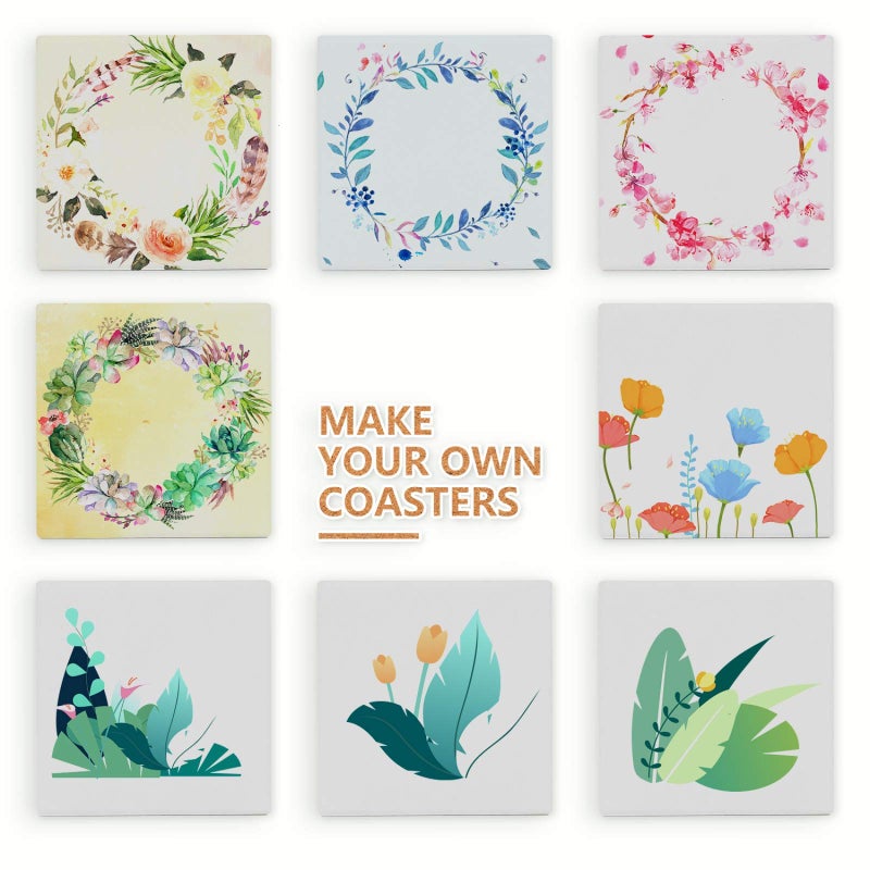 COYMOS Ceramic Tiles for Crafts Coasters - 12Pcs Blank Unglazed White Tiles for Painting, Alcohol Ink, Acrylic Pouring - Make Your Own Coaster - Cork Backing Pads Included (4x4 Inch) - Image 5